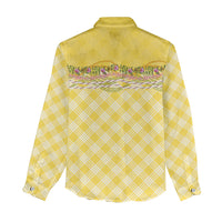 Hawaii Palaka Pikake Lokelani Plumeria Women Casual Shirt Melemele Coquette Bow