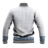 Samoa Siapo Blue Trimmed Baseball Jacket Samoa White Sunday LT01 - Polynesian Pride