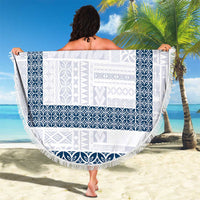 Samoa Siapo Blue Trimmed Beach Blanket Samoa White Sunday LT01 - Polynesian Pride