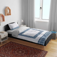 Samoa Siapo Blue Trimmed Bedding Set Samoa White Sunday - Polynesian Pride