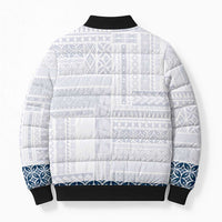 Samoa Siapo Blue Trimmed Bomber Puffer Jacket Samoa White Sunday LT01 - Polynesian Pride