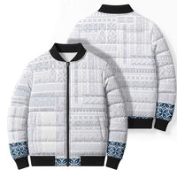 Samoa Siapo Blue Trimmed Bomber Puffer Jacket Samoa White Sunday LT01 - Polynesian Pride