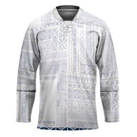 Samoa Siapo Blue Trimmed Hockey Jersey Samoa White Sunday LT01 Unisex Blue - Polynesian Pride