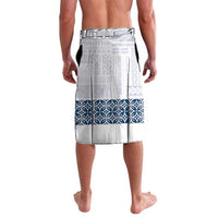 Samoa Siapo Blue Trimmed Lavalava Samoa White Sunday - Polynesian Pride