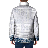 Samoa Siapo Blue Trimmed Padded Jacket Samoa White Sunday LT01 - Polynesian Pride