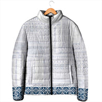 Samoa Siapo Blue Trimmed Padded Jacket Samoa White Sunday LT01 - Polynesian Pride