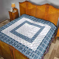 Samoa Siapo Blue Trimmed Quilt Samoa White Sunday - Polynesian Pride