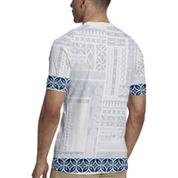 Samoa Siapo Blue Trimmed Rugby Jersey Samoa White Sunday - Polynesian Pride