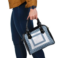 Samoa Siapo Blue Trimmed Shoulder Handbag Samoa White Sunday - Polynesian Pride