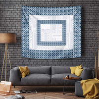 Samoa Siapo Blue Trimmed Tapestry Samoa White Sunday - Polynesian Pride