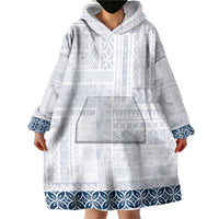 Samoa Siapo Blue Trimmed Wearable Blanket Hoodie Samoa White Sunday LT01 - Polynesian Pride