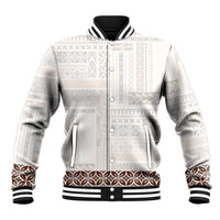 Samoa Siapo Brown Trimmed Baseball Jacket Samoa White Sunday LT01 Unisex Brown - Polynesian Pride