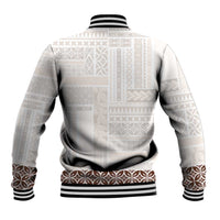 Samoa Siapo Brown Trimmed Baseball Jacket Samoa White Sunday LT01 - Polynesian Pride