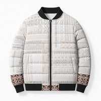 Samoa Siapo Brown Trimmed Bomber Puffer Jacket Samoa White Sunday LT01 Unisex Brown - Polynesian Pride