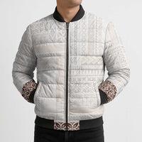 Samoa Siapo Brown Trimmed Bomber Puffer Jacket Samoa White Sunday LT01 - Polynesian Pride