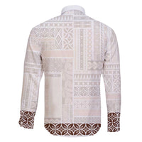 Samoa Siapo Brown Trimmed Family Matching Short Sleeve Bodycon Dress and Hawaiian Shirt Samoa White Sunday - Polynesian Pride