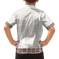 Samoa Siapo Brown Trimmed Family Matching Summer Maxi Dress and Hawaiian Shirt Samoa White Sunday LT01 - Polynesian Pride