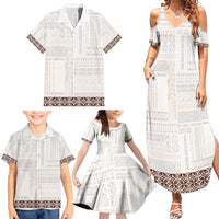 Samoa Siapo Brown Trimmed Family Matching Summer Maxi Dress and Hawaiian Shirt Samoa White Sunday LT01 - Polynesian Pride