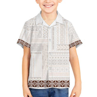 Samoa Siapo Brown Trimmed Family Matching Summer Maxi Dress and Hawaiian Shirt Samoa White Sunday LT01 Son's Shirt Brown - Polynesian Pride