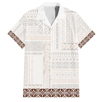Samoa Siapo Brown Trimmed Family Matching Tank Maxi Dress and Hawaiian Shirt Samoa White Sunday - Polynesian Pride