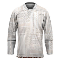 Samoa Siapo Brown Trimmed Hockey Jersey Samoa White Sunday LT01 Unisex Brown - Polynesian Pride