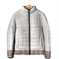 Samoa Siapo Brown Trimmed Padded Jacket Samoa White Sunday LT01 - Polynesian Pride
