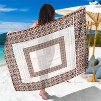 Samoa Siapo Brown Trimmed Sarong Samoa White Sunday - Polynesian Pride