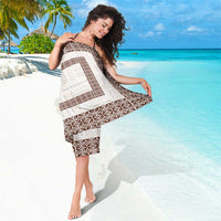 Samoa Siapo Brown Trimmed Sarong Samoa White Sunday - Polynesian Pride