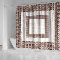Samoa Siapo Brown Trimmed Shower Curtain Samoa White Sunday - Polynesian Pride