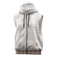 Samoa Siapo Brown Trimmed Sleeveless Zip Hoodie Samoa White Sunday LT01 Brown - Polynesian Pride