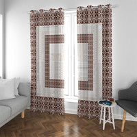 Samoa Siapo Brown Trimmed Window Curtain Samoa White Sunday - Polynesian Pride