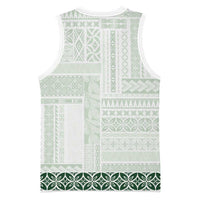 Samoa Siapo Green Trimmed Basketball Jersey Samoa White Sunday - Polynesian Pride