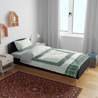 Samoa Siapo Green Trimmed Bedding Set Samoa White Sunday - Polynesian Pride