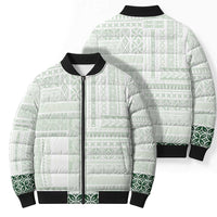 Samoa Siapo Green Trimmed Bomber Puffer Jacket Samoa White Sunday LT01 - Polynesian Pride