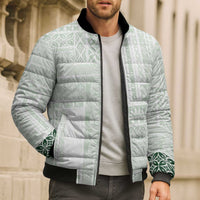 Samoa Siapo Green Trimmed Bomber Puffer Jacket Samoa White Sunday LT01 - Polynesian Pride