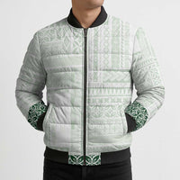 Samoa Siapo Green Trimmed Bomber Puffer Jacket Samoa White Sunday LT01 - Polynesian Pride
