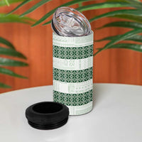 Samoa Siapo Green Trimmed 4 in 1 Can Cooler Tumbler Samoa White Sunday - Polynesian Pride