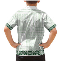 Samoa Siapo Green Trimmed Family Matching Mermaid Dress and Hawaiian Shirt Samoa White Sunday - Polynesian Pride