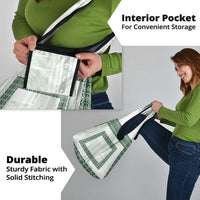 Samoa Siapo Green Trimmed Grocery Bag Samoa White Sunday - Polynesian Pride