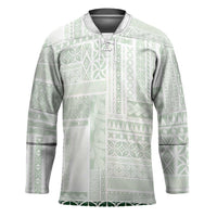 Samoa Siapo Green Trimmed Hockey Jersey Samoa White Sunday LT01 Unisex Green - Polynesian Pride