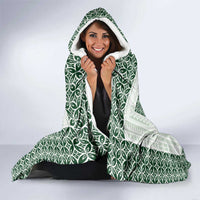 Samoa Siapo Green Trimmed Hooded Blanket Samoa White Sunday - Polynesian Pride
