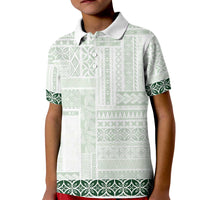 Samoa Siapo Green Trimmed Kid Polo Shirt Samoa White Sunday - Polynesian Pride