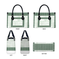 Samoa Siapo Green Trimmed Leather Bag Samoa White Sunday - Polynesian Pride