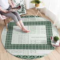 Samoa Siapo Green Trimmed Round Carpet Samoa White Sunday - Polynesian Pride