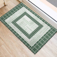 Samoa Siapo Green Trimmed Rubber Doormat Samoa White Sunday - Polynesian Pride