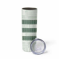 Samoa Siapo Green Trimmed Skinny Tumbler Samoa White Sunday - Polynesian Pride