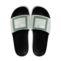 Samoa Siapo Green Trimmed Slide Sandals Samoa White Sunday LT01 Green - Polynesian Pride