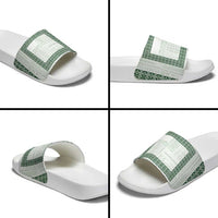 Samoa Siapo Green Trimmed Slide Sandals Samoa White Sunday LT01 - Polynesian Pride