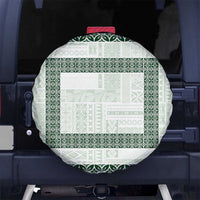 Samoa Siapo Green Trimmed Spare Tire Cover Samoa White Sunday - Polynesian Pride