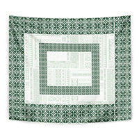 Samoa Siapo Green Trimmed Tapestry Samoa White Sunday - Polynesian Pride
